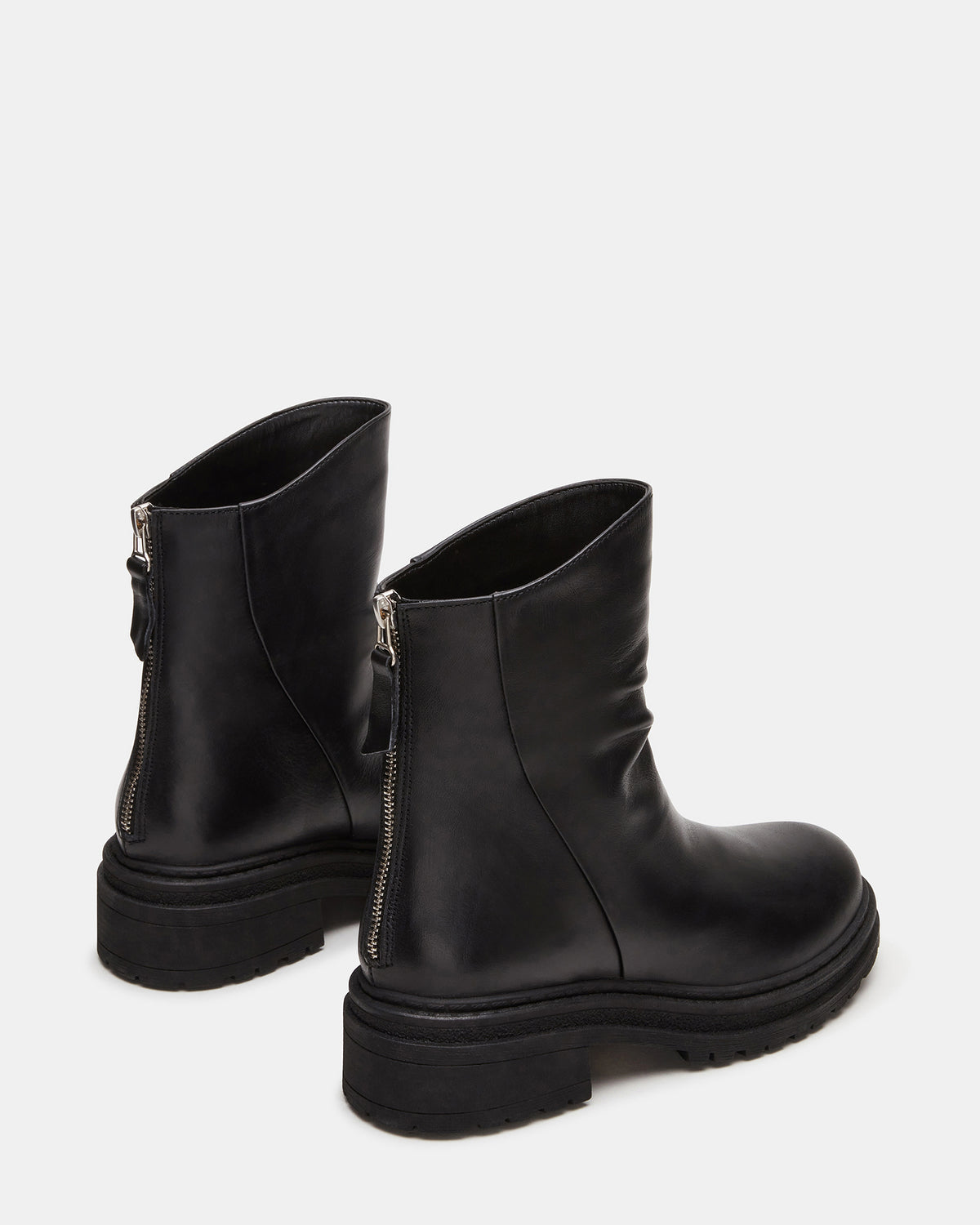 ESSENTIAL Black Leather Scrunched Ankle Boot | Women's Booties | Steve Madden