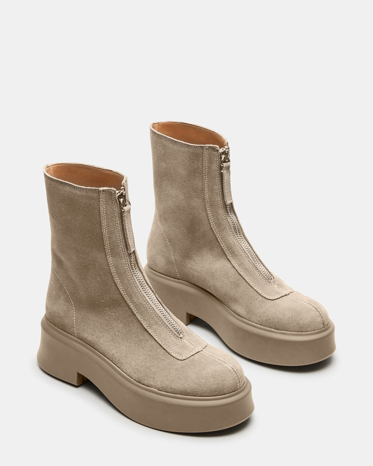 JONES Light Grey Zipper Lug Women's Ankle Boot | Steve Madden