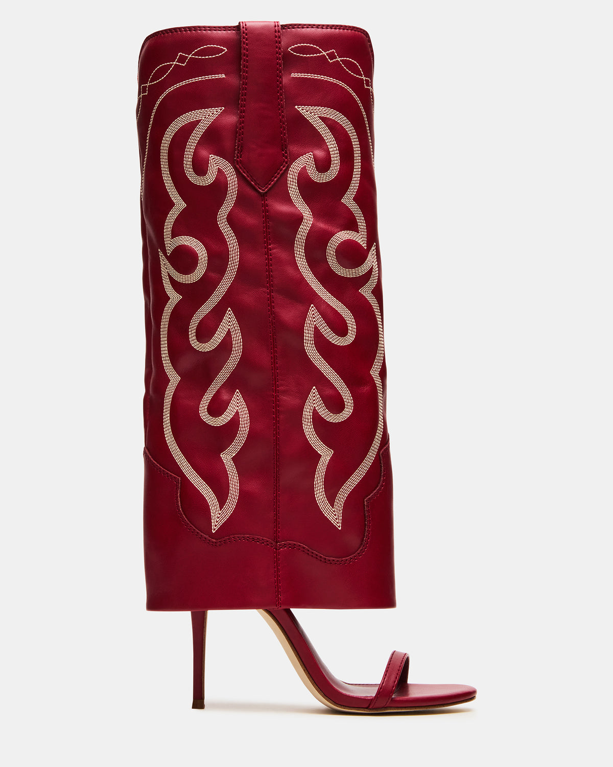RAVINE Western Red Knee-High Cuffed Stiletto Heel Women's Boot | Steve Madden