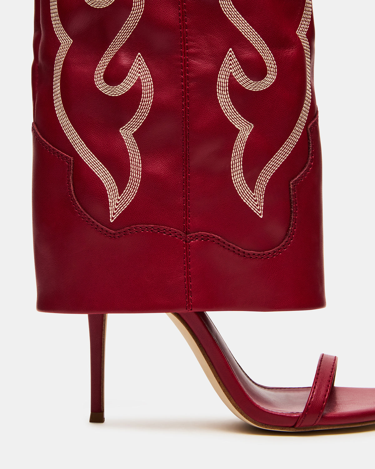 RAVINE Western Red Knee-High Cuffed Stiletto Heel Women's Boot | Steve Madden
