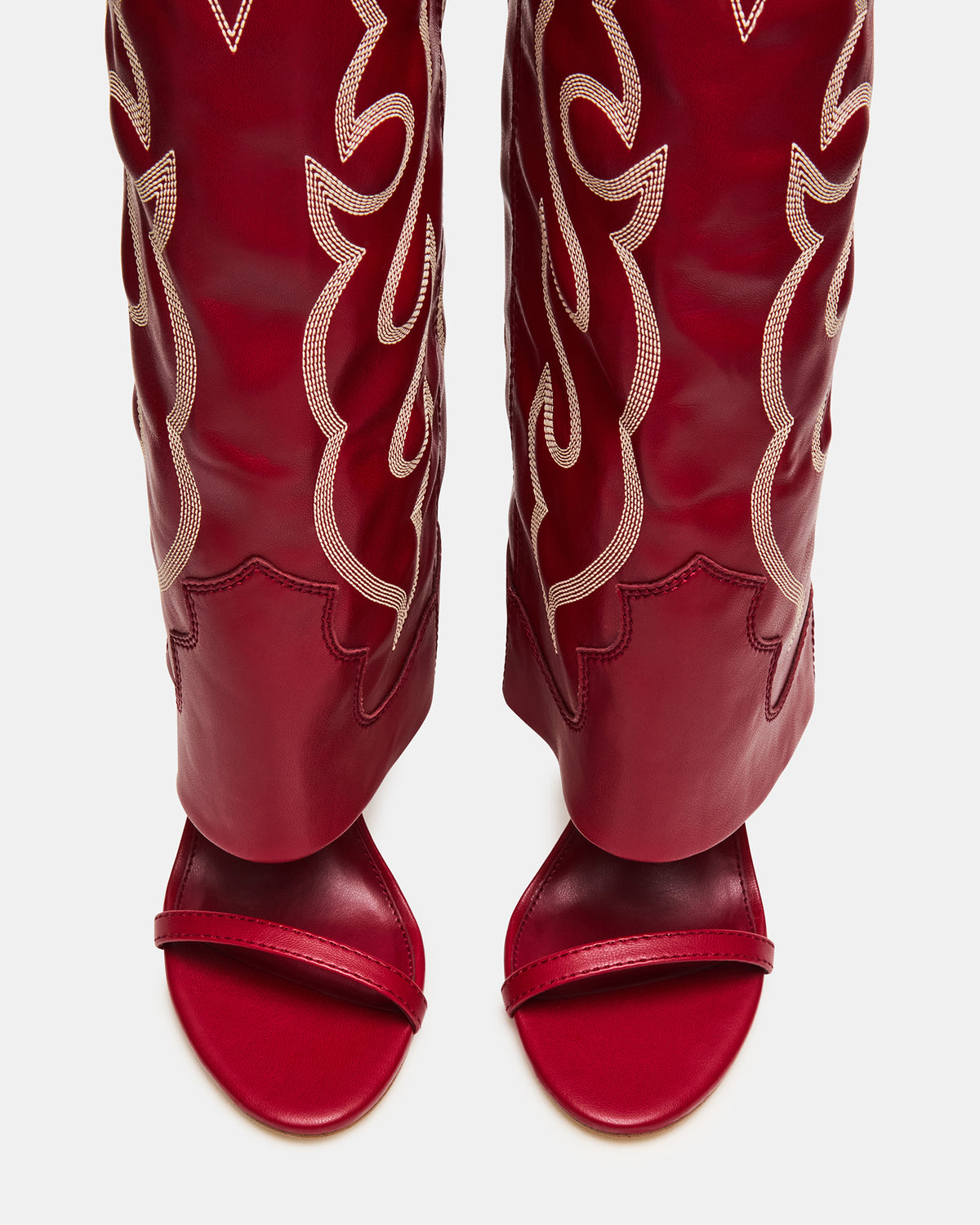 RAVINE Western Red Knee-High Cuffed Stiletto Heel Women's Boot | Steve Madden