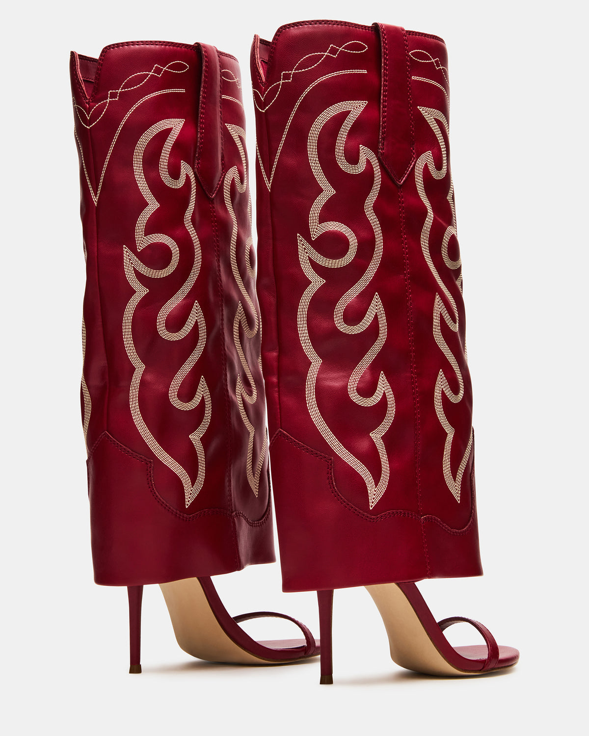 RAVINE Western Red Knee-High Cuffed Stiletto Heel Women's Boot | Steve Madden