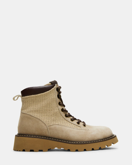 CINO Taupe Suede Women's Lug Lace-Up Ankle Boot | Steve Madden