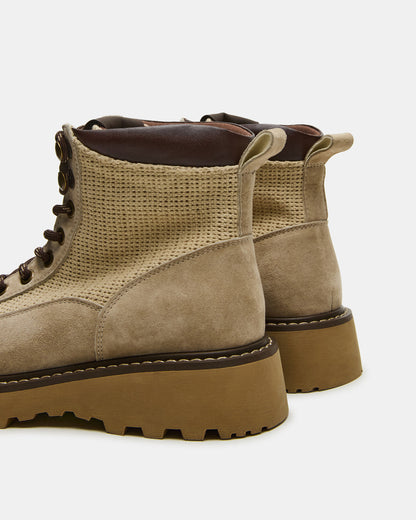 CINO Taupe Suede Women's Lug Lace-Up Ankle Boot | Steve Madden