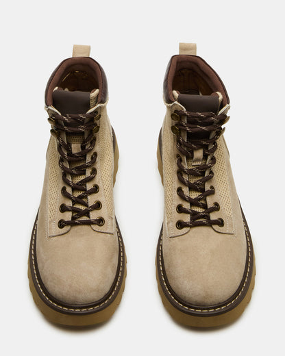 CINO Taupe Suede Women's Lug Lace-Up Ankle Boot | Steve Madden