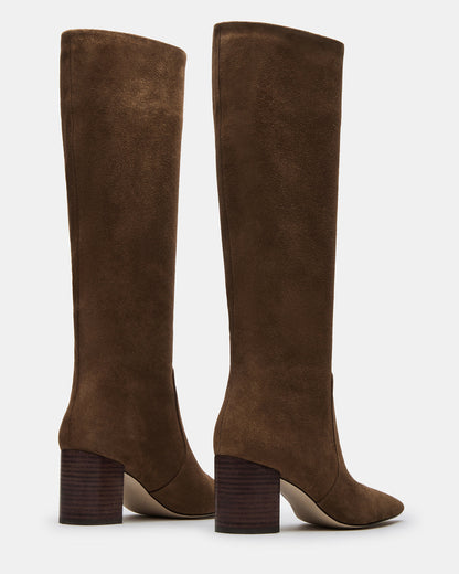SKYLINE Chestnut Suede Knee-High Pointed Toe Women's Boot | Steve Madden
