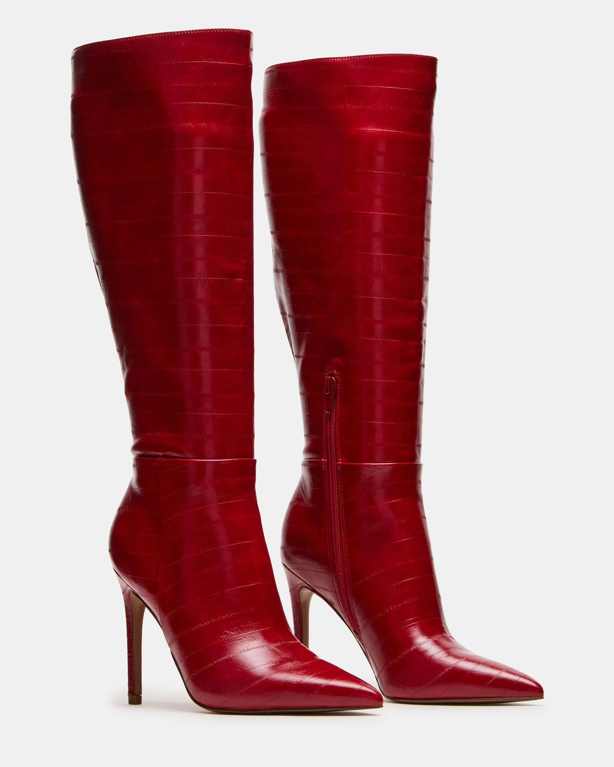 NITRO Red Eel Wide Calf Pointed-Toe Stiletto Heel Knee-High Women's Boots | Steve Madden