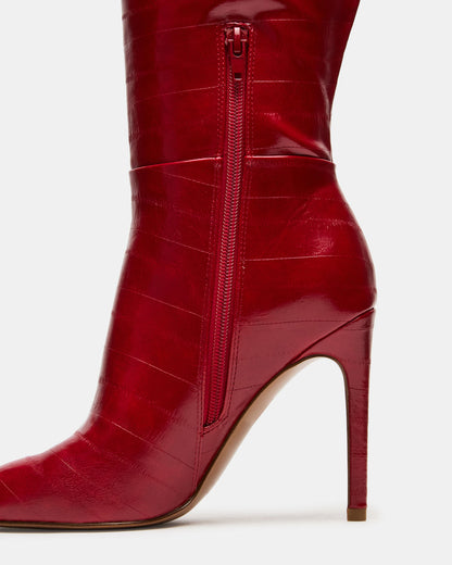 NITRO Red Eel Wide Calf Pointed-Toe Stiletto Heel Knee-High Women's Boots | Steve Madden