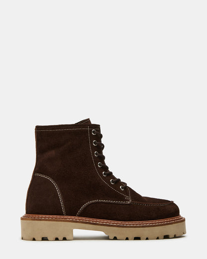 FOREST Brown Suede Lug Ankle Boot | Women's Booties | Steve Madden
