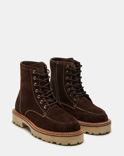 FOREST Brown Suede Lug Ankle Boot | Women's Booties | Steve Madden