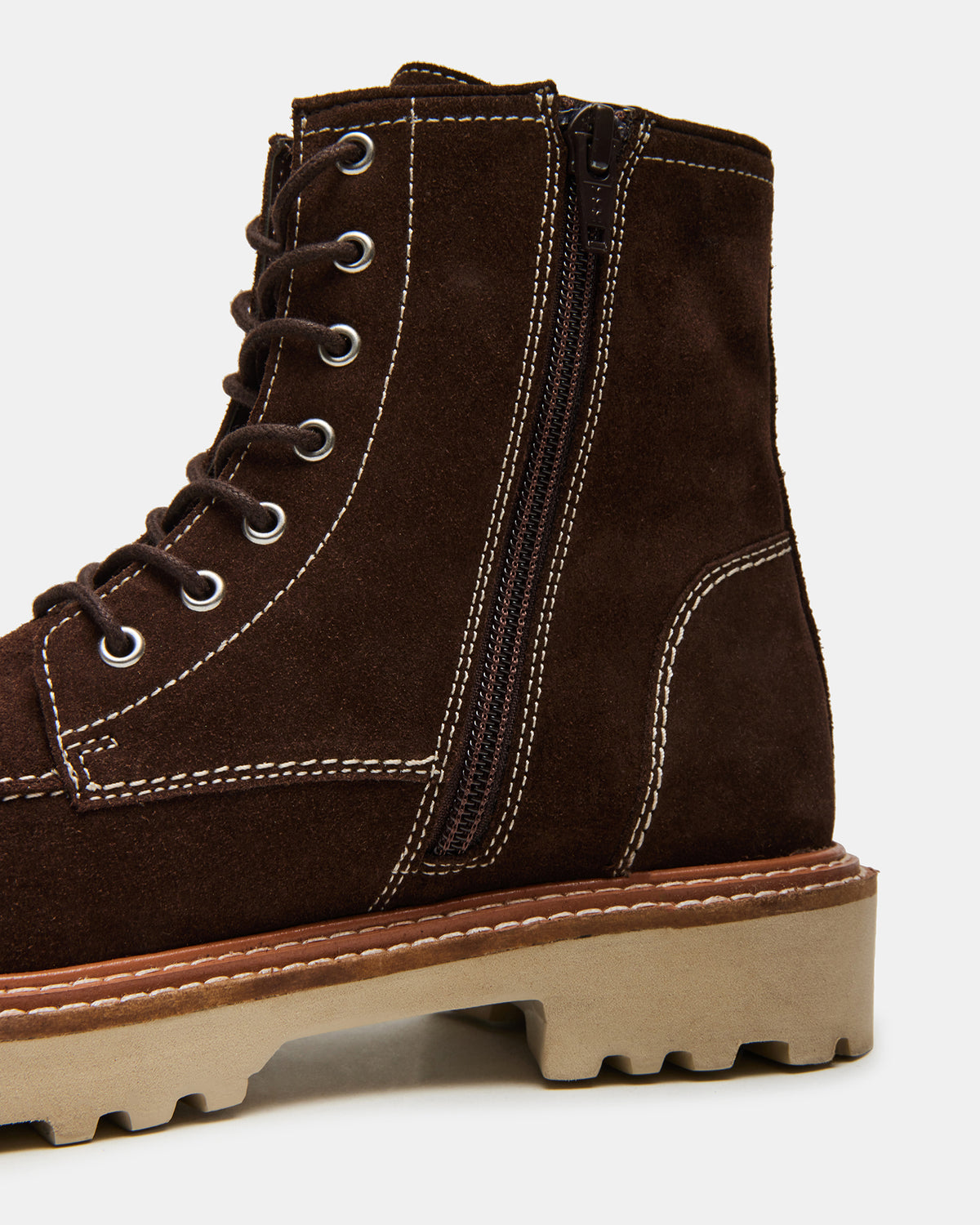FOREST Brown Suede Lug Ankle Boot | Women's Booties | Steve Madden
