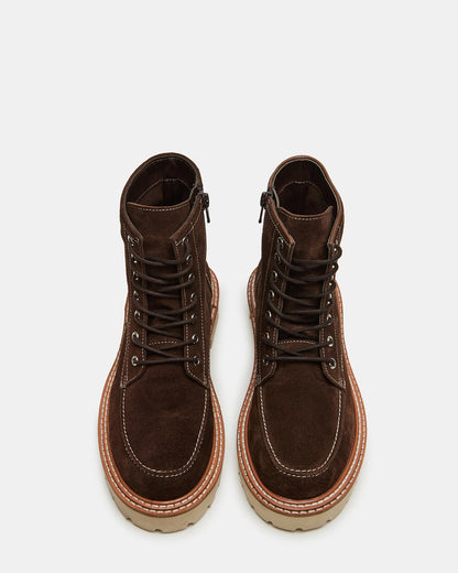 FOREST Brown Suede Lug Ankle Boot | Women's Booties | Steve Madden