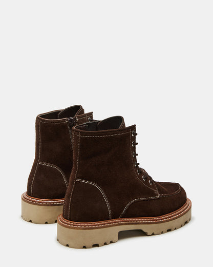 FOREST Brown Suede Lug Ankle Boot | Women's Booties | Steve Madden