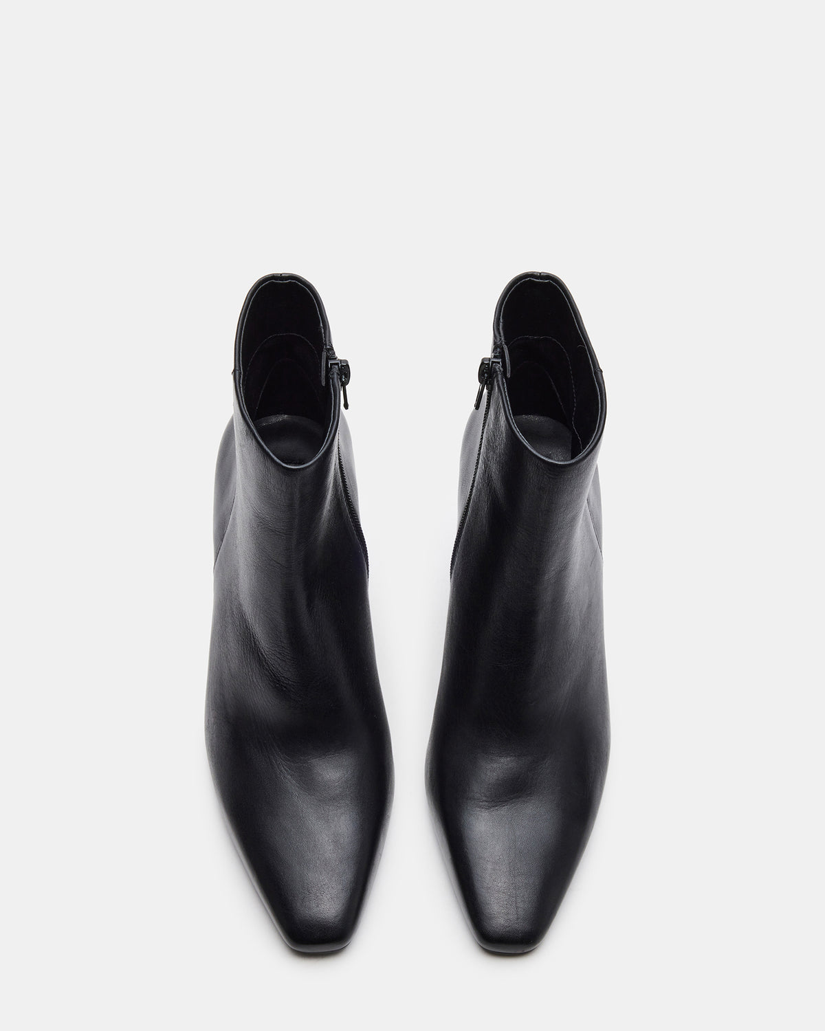 AIDAN Black Leather Block Heel Ankle Boot | Women's Booties | Steve Madden