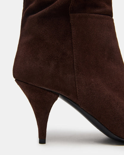 LINGER Brown Suede Pointed-Toe Over-The-Knee Heeled Women's Boot | Steve Madden