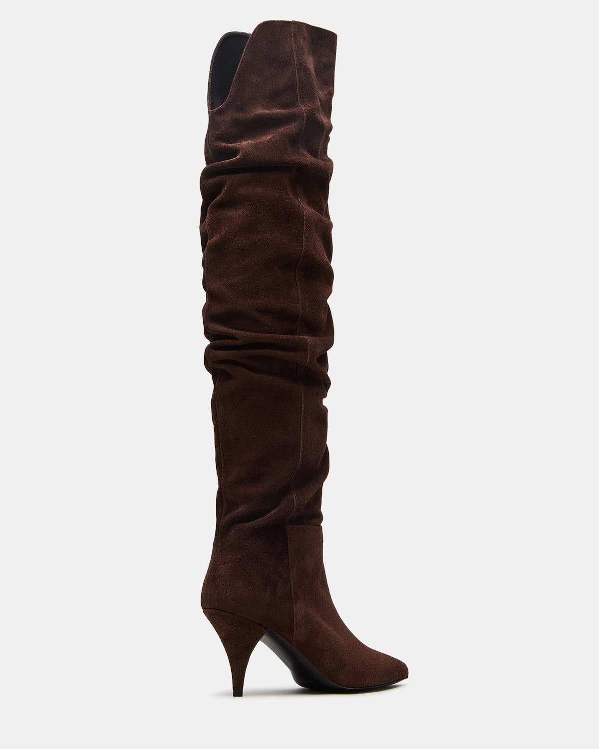 LINGER Brown Suede Pointed-Toe Over-The-Knee Heeled Women's Boot | Steve Madden