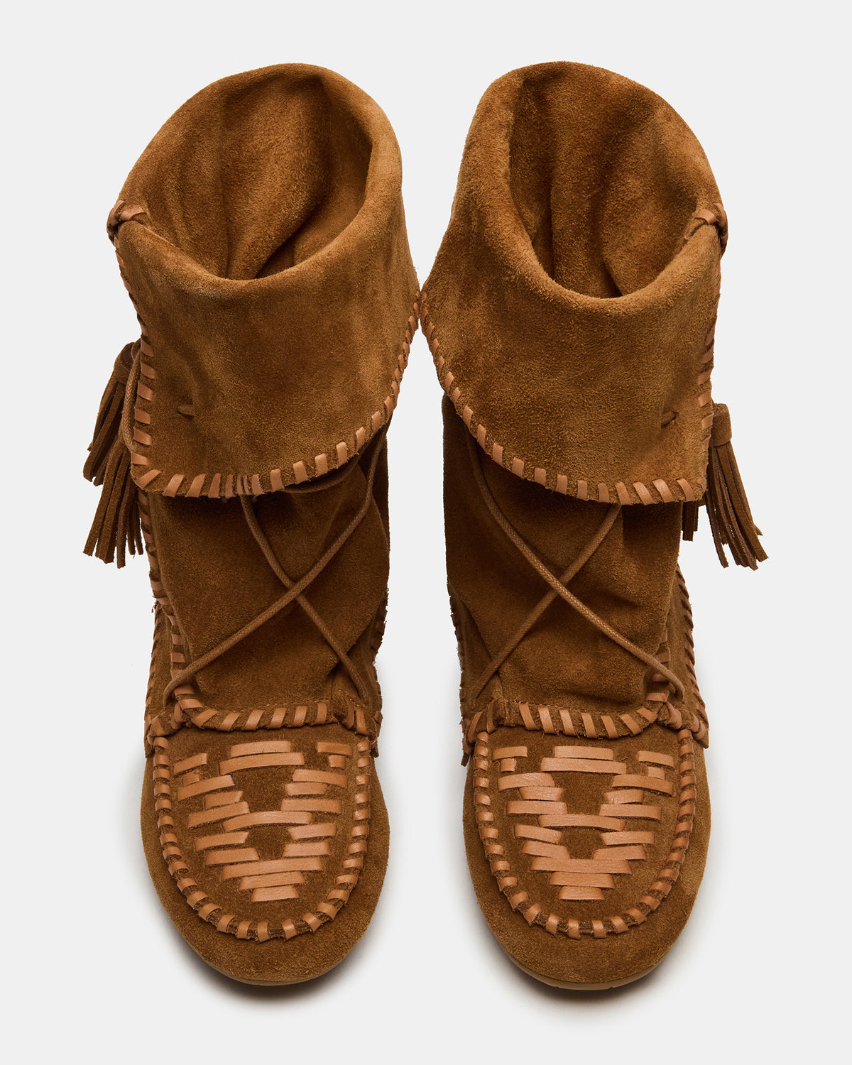 TIPPETT Chestnut Suede Fold-Over Tassel Boot | Women's Boots | Steve Madden