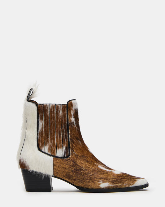 ALFONSA Brown Multi Chelsea Block Heel Women's Ankle Boot | Steve Madden
