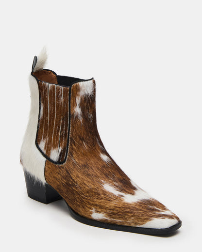 ALFONSA Brown Multi Chelsea Block Heel Women's Ankle Boot | Steve Madden