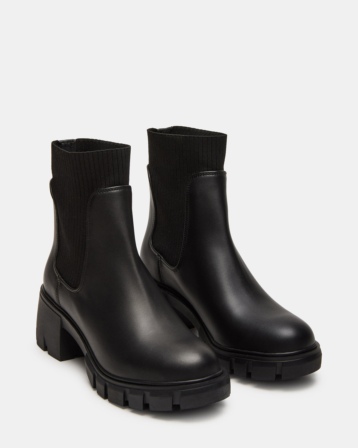 HUTCHH20 Black Water-Resistant Lug Sole Ankle Boot | Women's Booties | Steve Madden