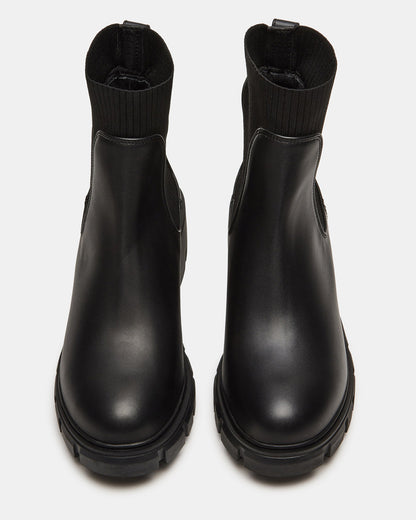 HUTCHH20 Black Water-Resistant Lug Sole Ankle Boot | Women's Booties | Steve Madden