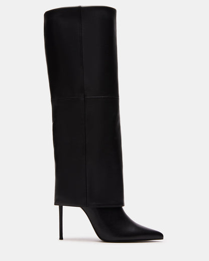 SMITH Black Leather Women's Cuffed Stiletto Boot | Steve Madden