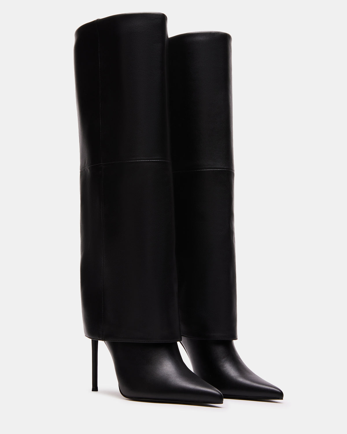 SMITH Black Leather Women's Cuffed Stiletto Boot | Steve Madden