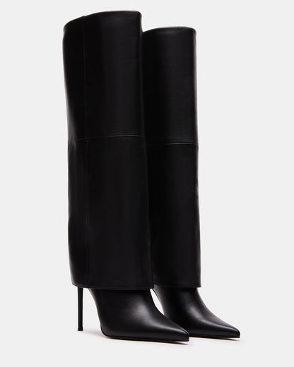 SMITH Black Leather Women's Cuffed Stiletto Boot | Steve Madden