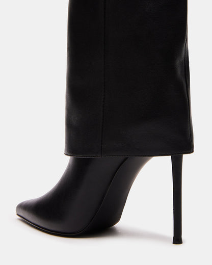 SMITH Black Leather Women's Cuffed Stiletto Boot | Steve Madden