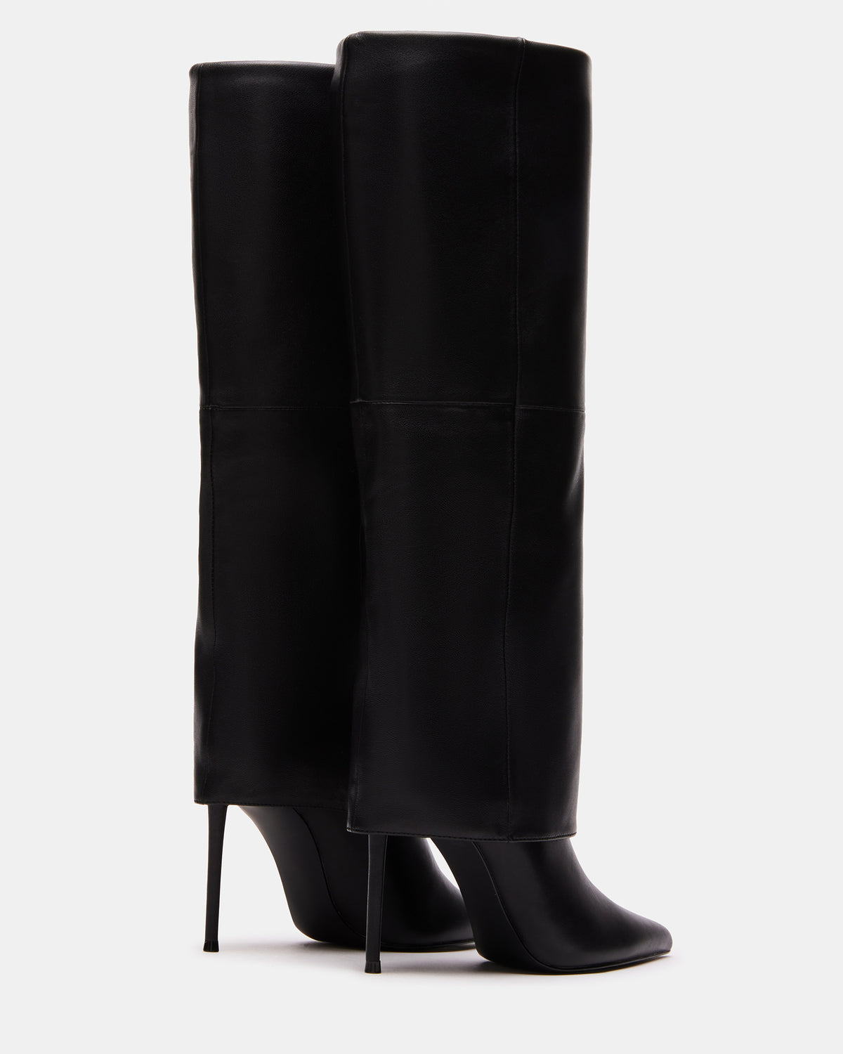 SMITH Black Leather Women's Cuffed Stiletto Boot | Steve Madden