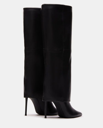SMITH Black Leather Women's Cuffed Stiletto Boot | Steve Madden