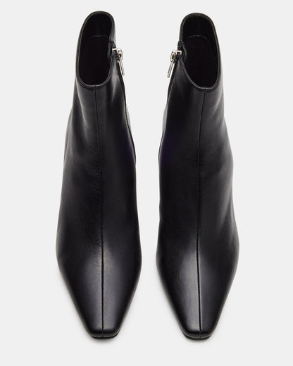DELVIE Black Leather Kitten Heel Ankle Boot | Women's Booties | Steve Madden