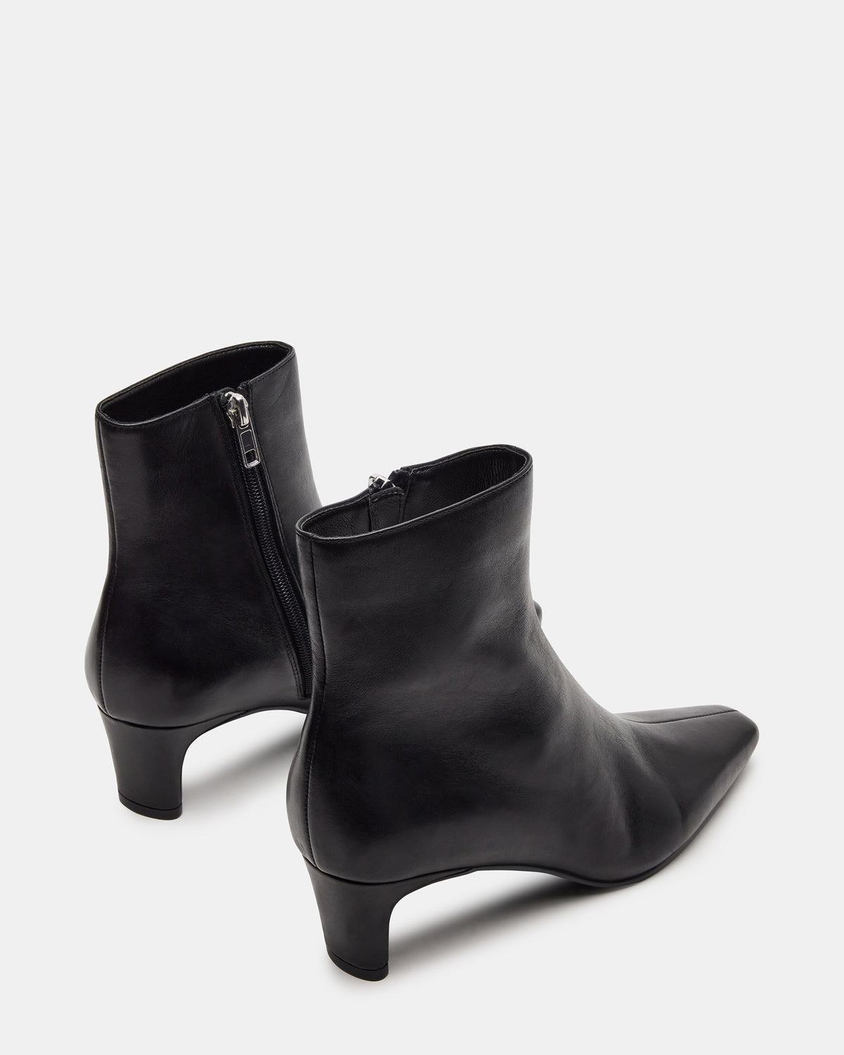 DELVIE Black Leather Kitten Heel Ankle Boot | Women's Booties | Steve Madden