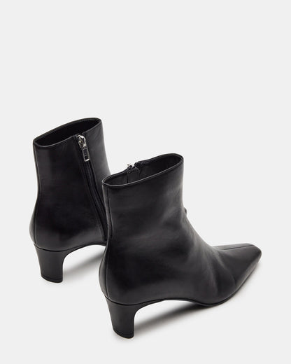 DELVIE Black Leather Kitten Heel Ankle Boot | Women's Booties | Steve Madden