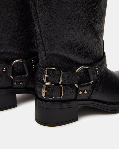ASTOR Black Leather Wide Calf Knee-High Women's Boot | Steve Madden