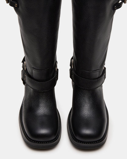 ASTOR Black Leather Wide Calf Knee-High Women's Boot | Steve Madden