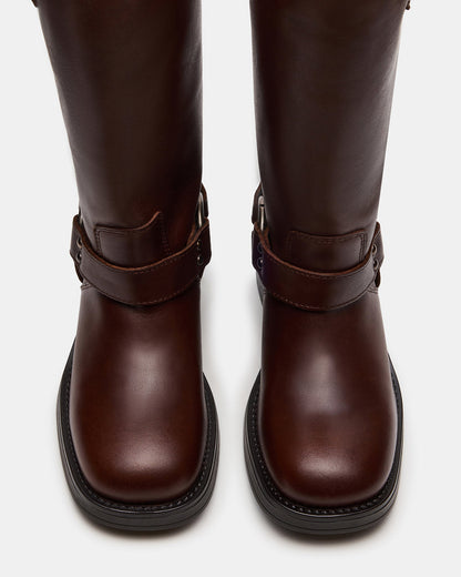 ASTOR Brown Leather Wide Calf Knee-High Women's Boot | Steve Madden