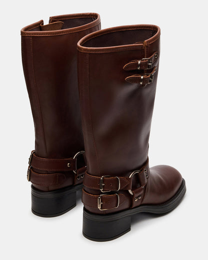 ASTOR Brown Leather Wide Calf Knee-High Women's Boot | Steve Madden