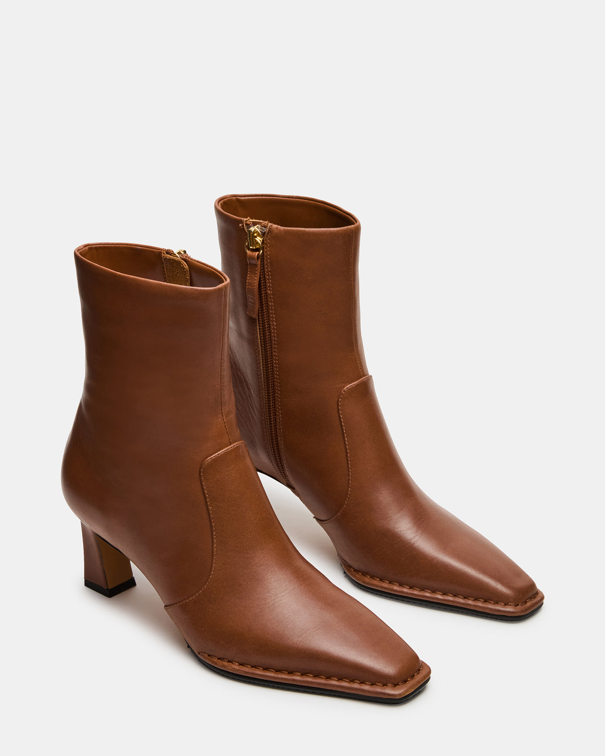 FARE Tan Leather Square Toe Women's Ankle Boot | Steve Madden