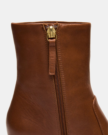 FARE Tan Leather Square Toe Women's Ankle Boot | Steve Madden