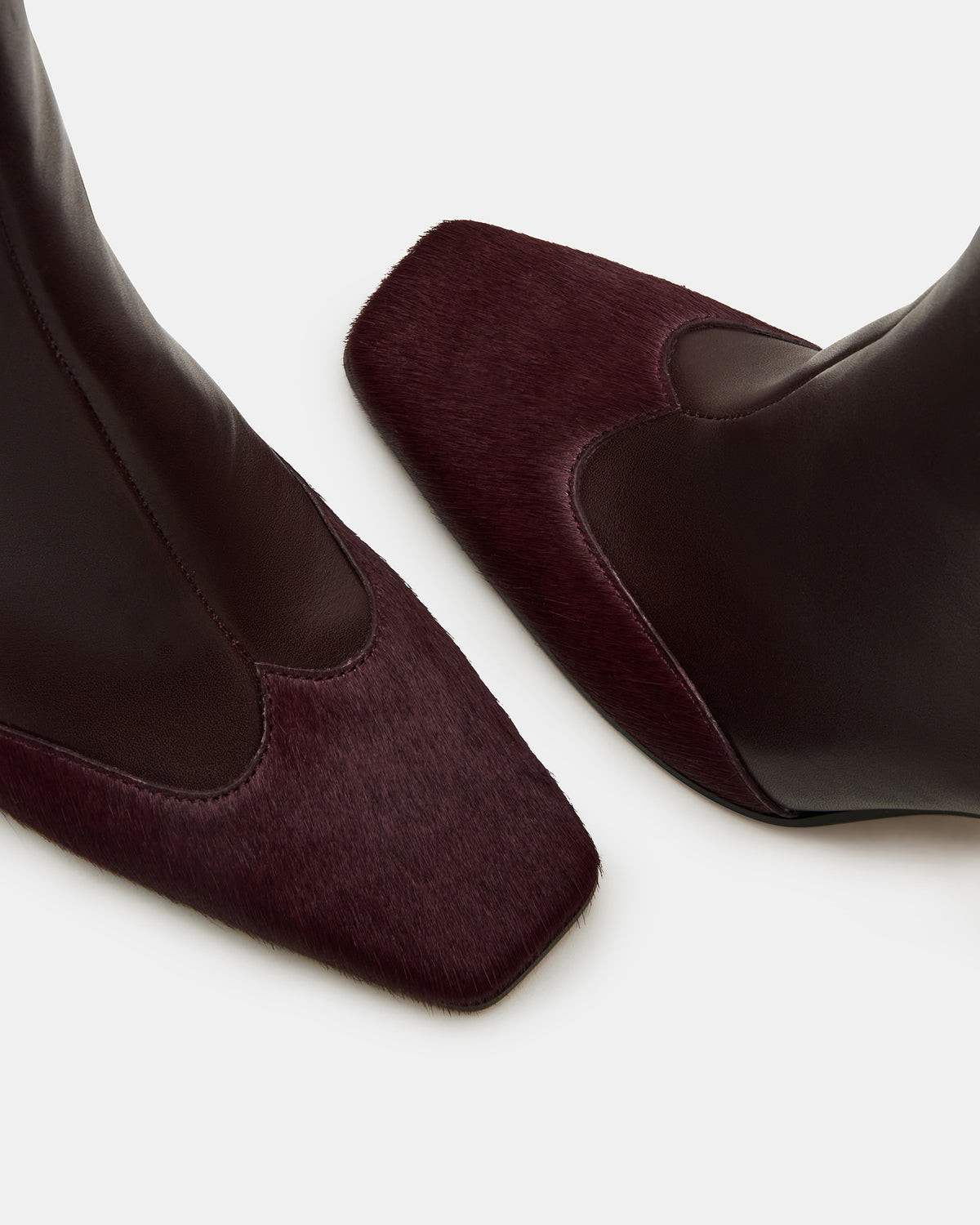LYLE Burgundy Leather Square-Toe Heeled Women's Ankle Boot | Steve Madden