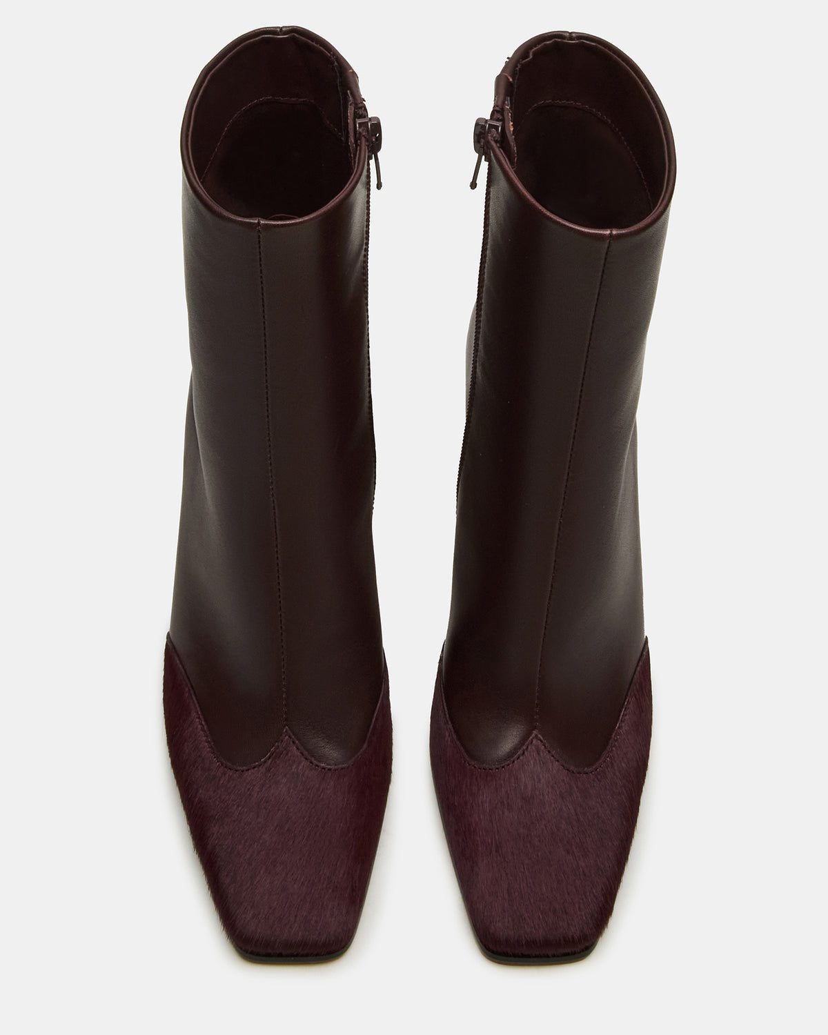 LYLE Burgundy Leather Square-Toe Heeled Women's Ankle Boot | Steve Madden