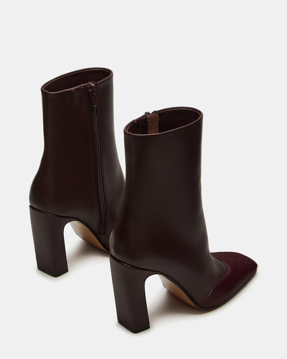 LYLE Burgundy Leather Square-Toe Heeled Women's Ankle Boot | Steve Madden