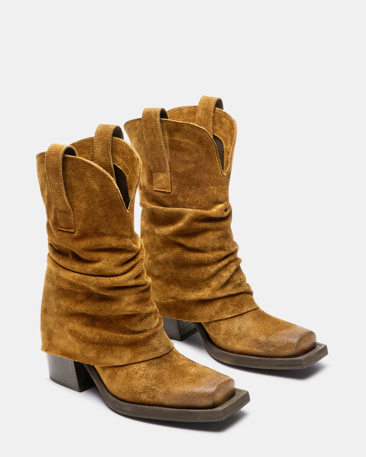 PIA Chestnut Suede Cuffed Boot | Women's Booties | Steve Madden
