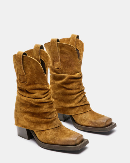 PIA Chestnut Suede Cuffed Boot | Women's Booties | Steve Madden