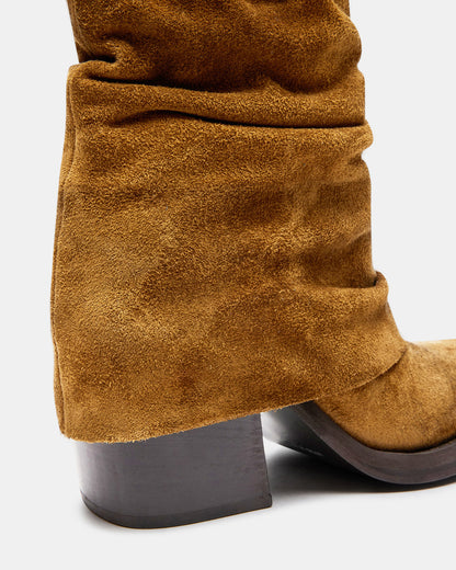 PIA Chestnut Suede Cuffed Boot | Women's Booties | Steve Madden