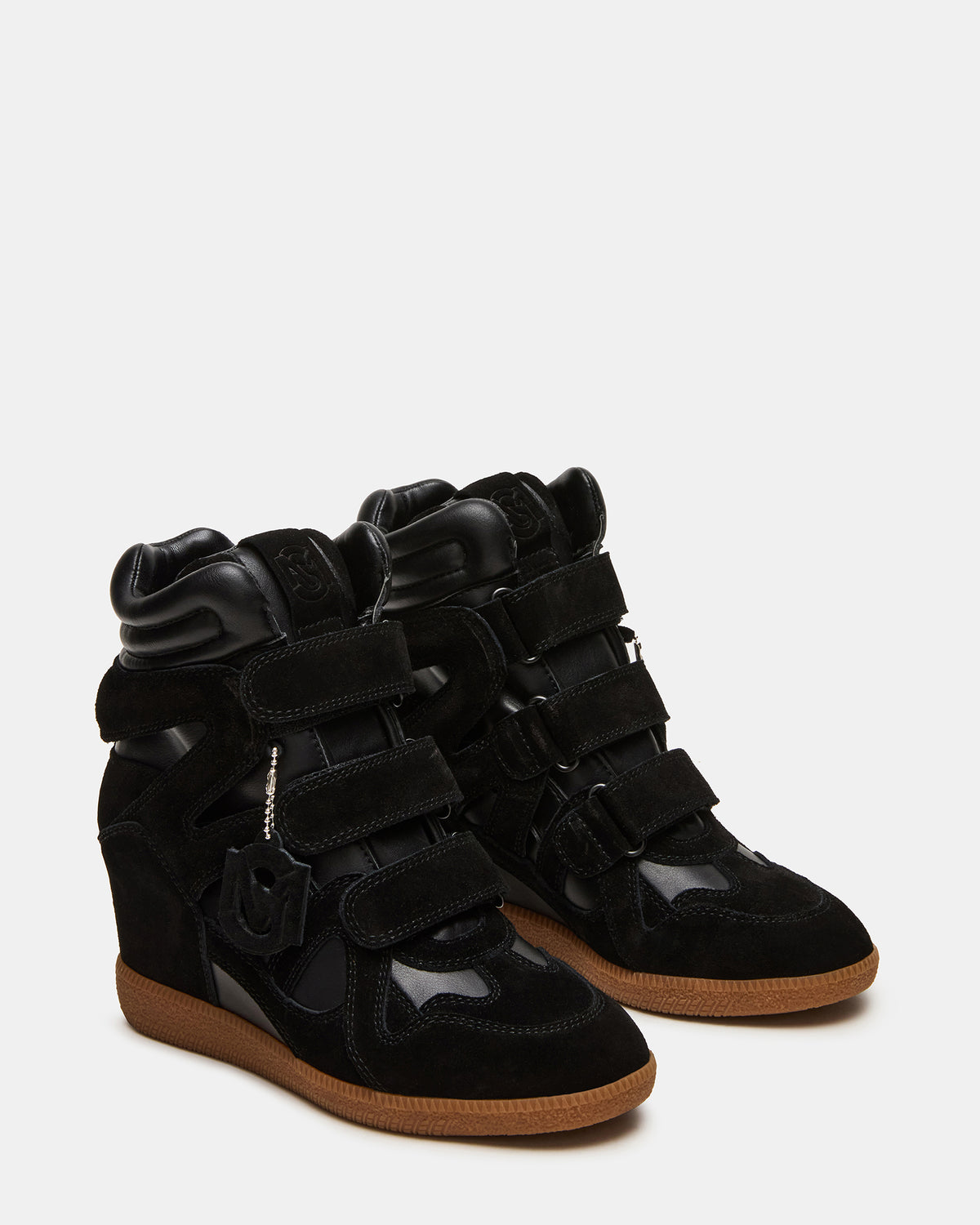 MAVIS Black Suede High-Top Velcro Women's Sneaker | Steve Madden