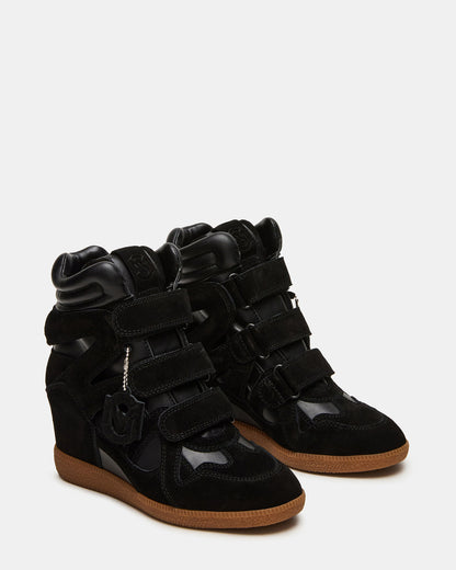 MAVIS Black Suede High-Top Velcro Women's Sneaker | Steve Madden