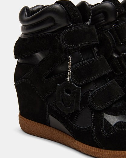 MAVIS Black Suede High-Top Velcro Women's Sneaker | Steve Madden