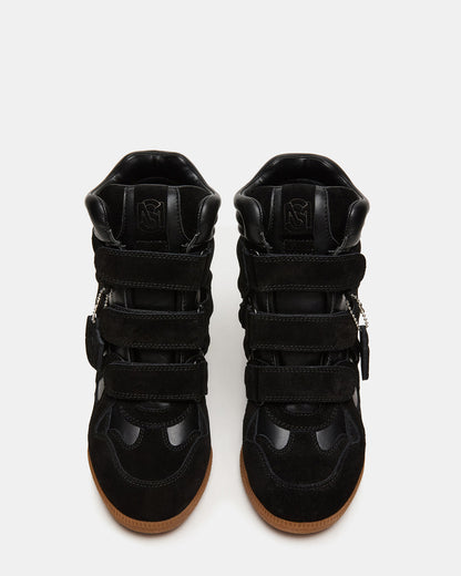 MAVIS Black Suede High-Top Velcro Women's Sneaker | Steve Madden